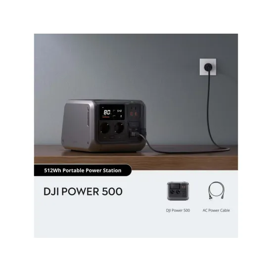 DJI Power 500 - 512Wh Portable Power Station, AC Output x2,USB-C x2,USB-A x2,SDC Lite x1,AC Input x1