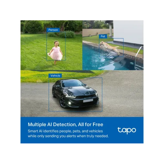 TP-LINK TAPO C425 KIT Solar-Powered Security Camera Kit, 2K QHD, 4MP, Free AI Detection, IP66