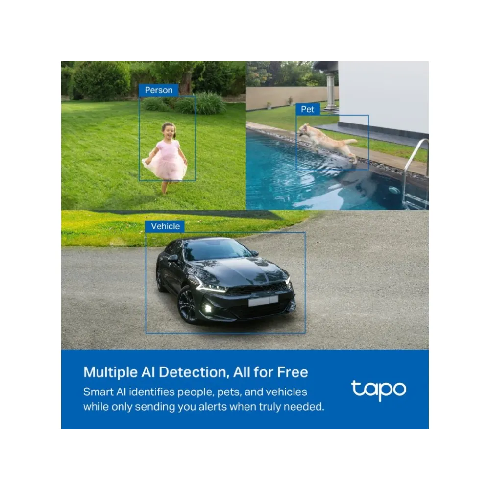 TP-LINK TAPO C425 KIT Solar-Powered Security Camera Kit, 2K QHD, 4MP, Free AI Detection, IP66