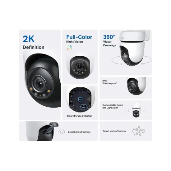 TP-LINK TAPO C520WS 2K QHD Live View Outdoor Pan/Tilt Security Wi-Fi Camera, IP66 Weatherproof