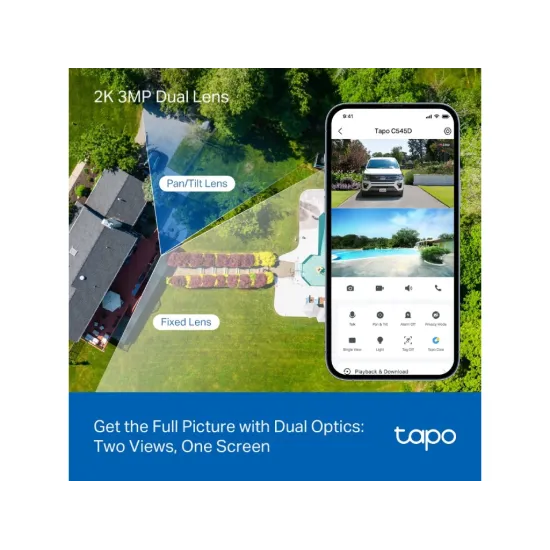 TP-LINK TAPO C545D Outdoor Dual Lens Security Wi-Fi Camera,Double 2K View,360 AI Tracking,3MP, IP66