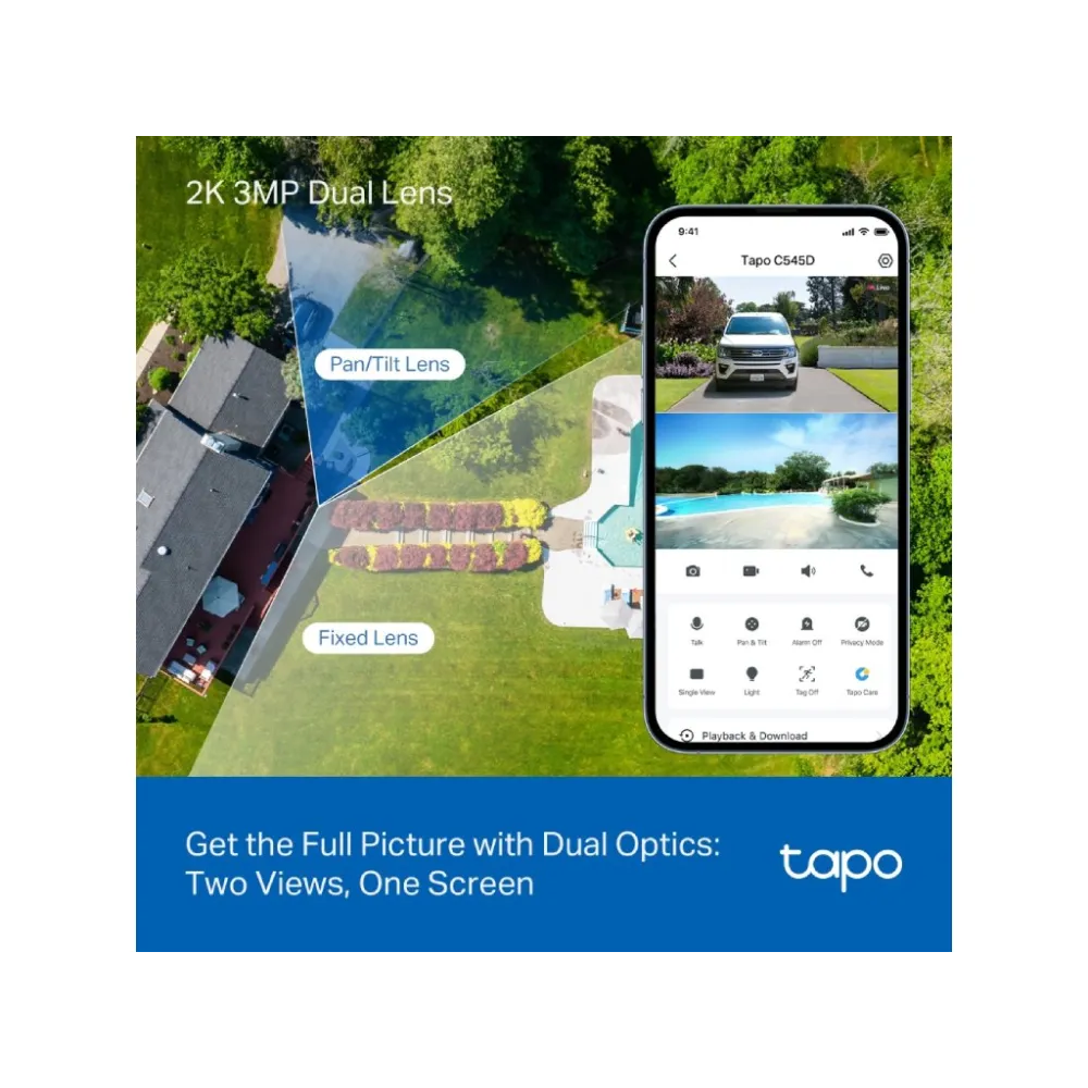 TP-LINK TAPO C545D Outdoor Dual Lens Security Wi-Fi Camera,Double 2K View,360 AI Tracking,3MP, IP66