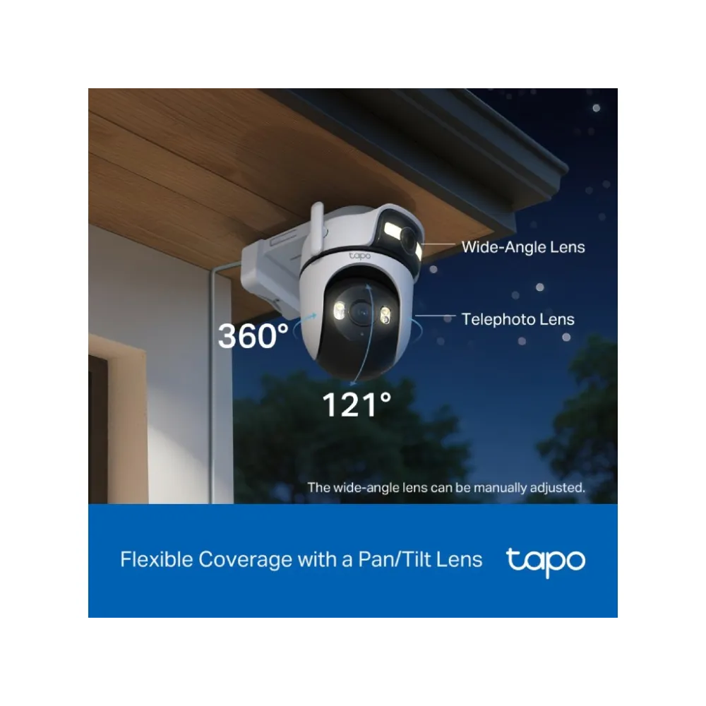 TP-LINK TAPO C545D Outdoor Dual Lens Security Wi-Fi Camera,Double 2K View,360 AI Tracking,3MP, IP66