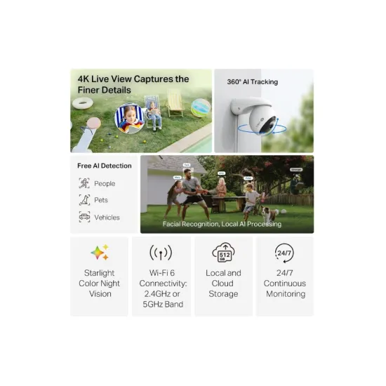 TP-LINK TAPO C560WS 4K Outdoor Pan/Tilt Security Wi-Fi Camera, 360 AI Tracking, IP66 Weatherproof
