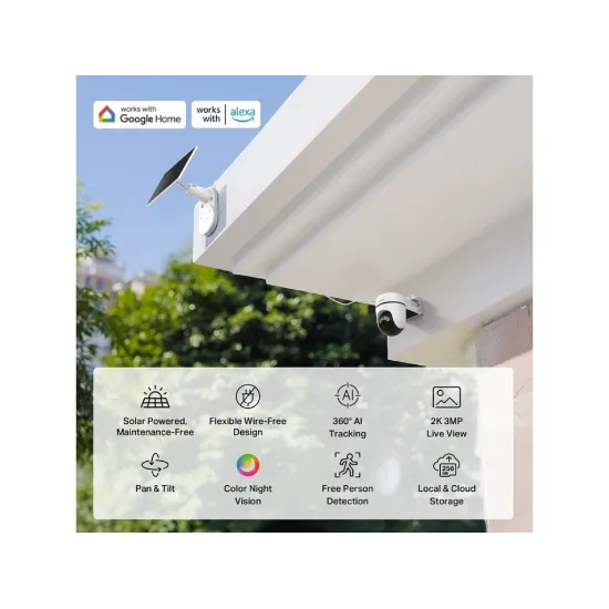 TP-LINK TAPO C610 KIT Solar-Powered Pan/Tilt Security Camera Kit, 360 AI Tracking, 2K 3MP, IP65