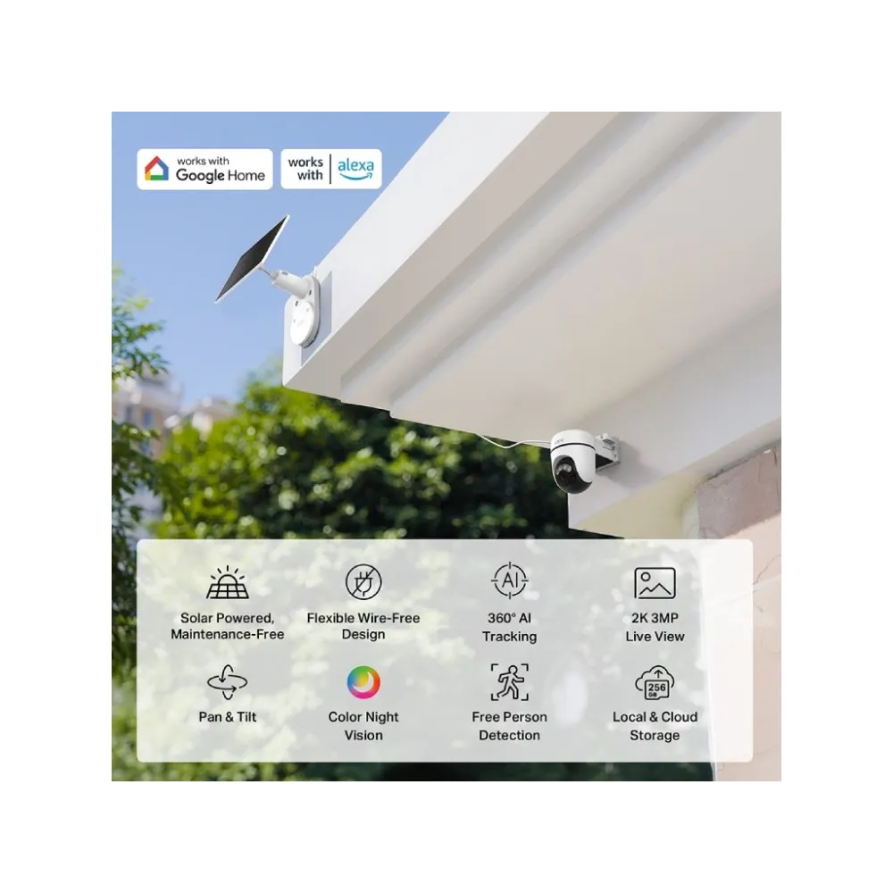 TP-LINK TAPO C610 KIT Solar-Powered Pan/Tilt Security Camera Kit, 360 AI Tracking, 2K 3MP, IP65