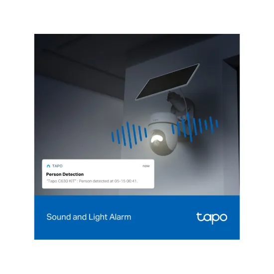 TP-LINK TAPO C630 KIT Solar-Powered Pan/Tilt Security Camera Kit, 24/7, 3K 5MP, IP 65, AI