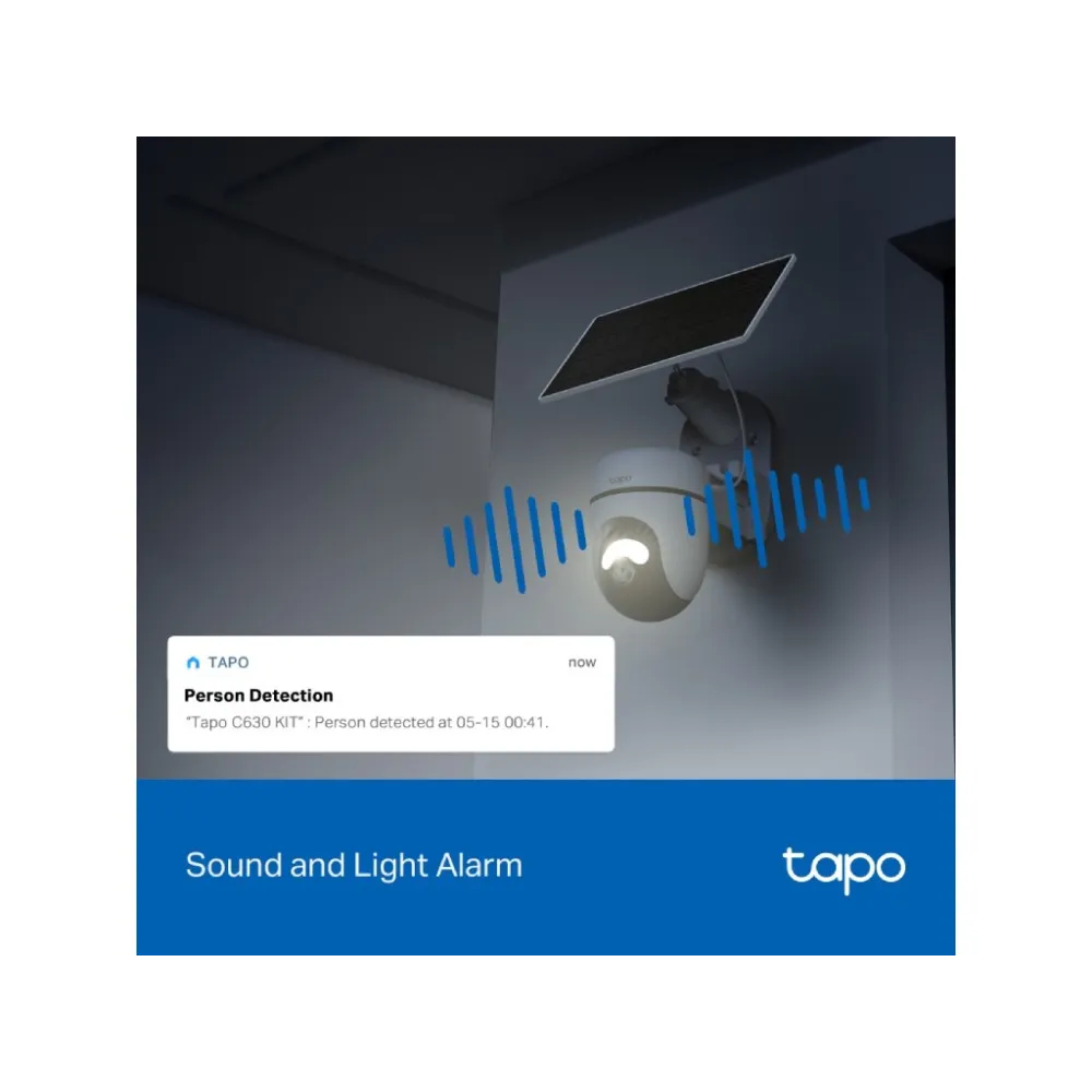 TP-LINK TAPO C630 KIT Solar-Powered Pan/Tilt Security Camera Kit, 24/7, 3K 5MP, IP 65, AI