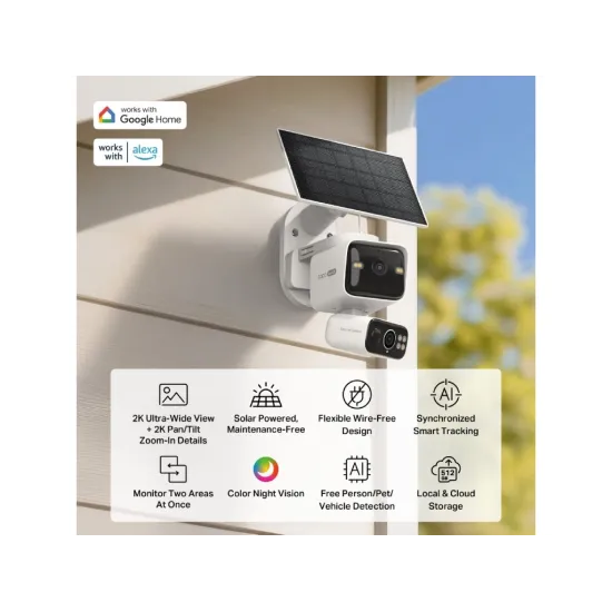 TP-LINK TAPO C645D KIT Dual 2K Solar-Powered Dual-Lens Pan/Tilt Security Camera Kit