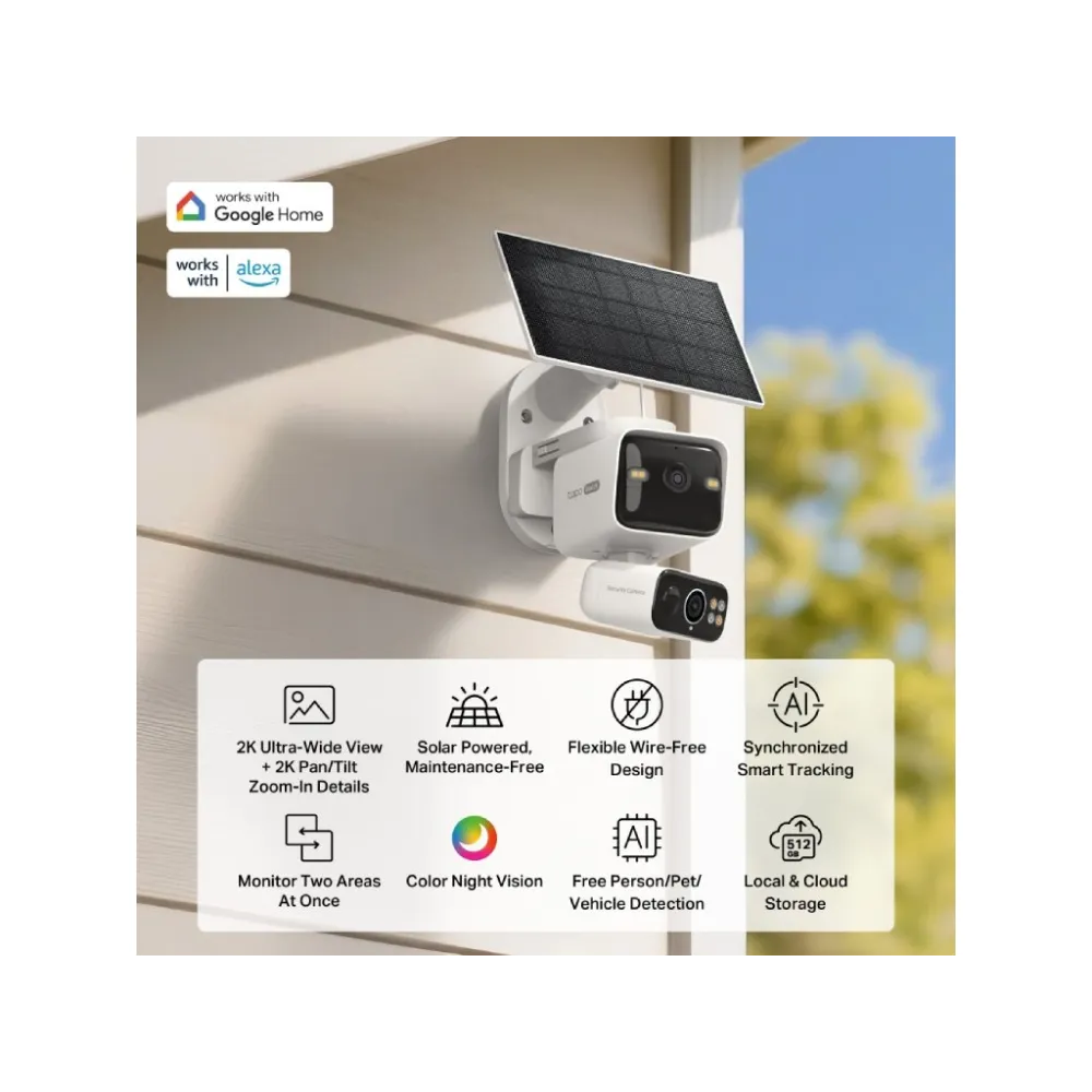 TP-LINK TAPO C645D KIT Dual 2K Solar-Powered Dual-Lens Pan/Tilt Security Camera Kit
