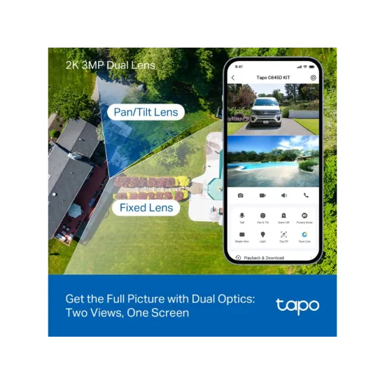 TP-LINK TAPO C645D KIT Dual 2K Solar-Powered Dual-Lens Pan/Tilt Security Camera Kit