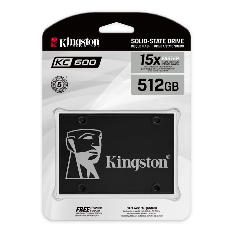 KINGSTON KC600 SSD 512GB, SATA III, 2.5 , 3D TLC NAND, XTS-AES 256-bit encryption, R/W: 550/520MB/s