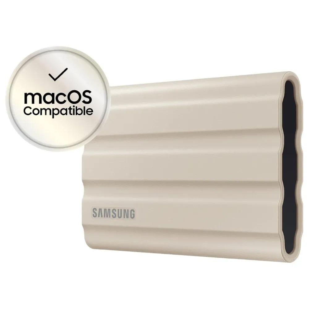 SAMSUNG 1TB T7 Shield Portable SSD USB 3.2 Gen2, 1050 MB/s Read, 1000 MB/s Write, IP65, IPX5, Beige