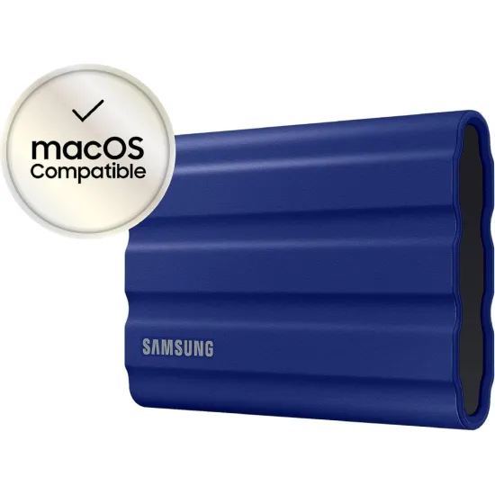 SAMSUNG 1TB T7 Shield Portable SSD USB 3.2 Gen2, 1050 MB/s Read, 1000 MB/s Write, IP65, IPX5, Blue