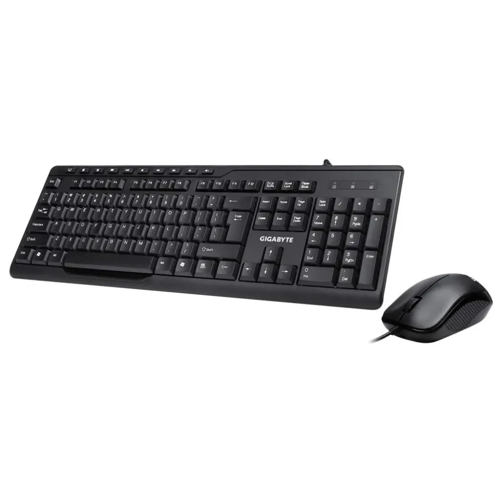 GIGABYTE KM6300 Keyboard + Mouse Wired Set, 1000 DPI, 10 Multimedia Keys, USB, US Layout