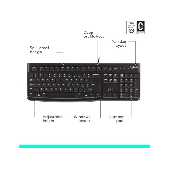 LOGITECH K120 Tastatura, US Layout, USB