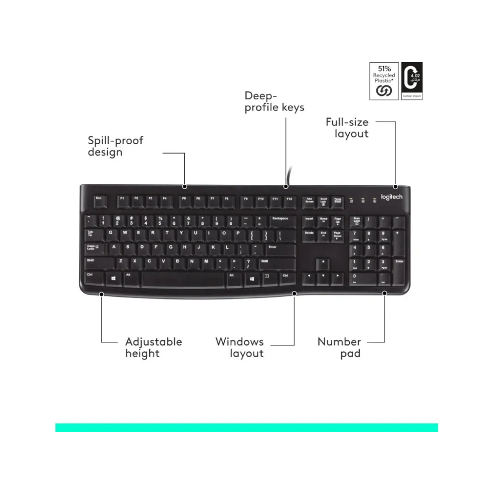 LOGITECH K120 Tastatura, US Layout, USB