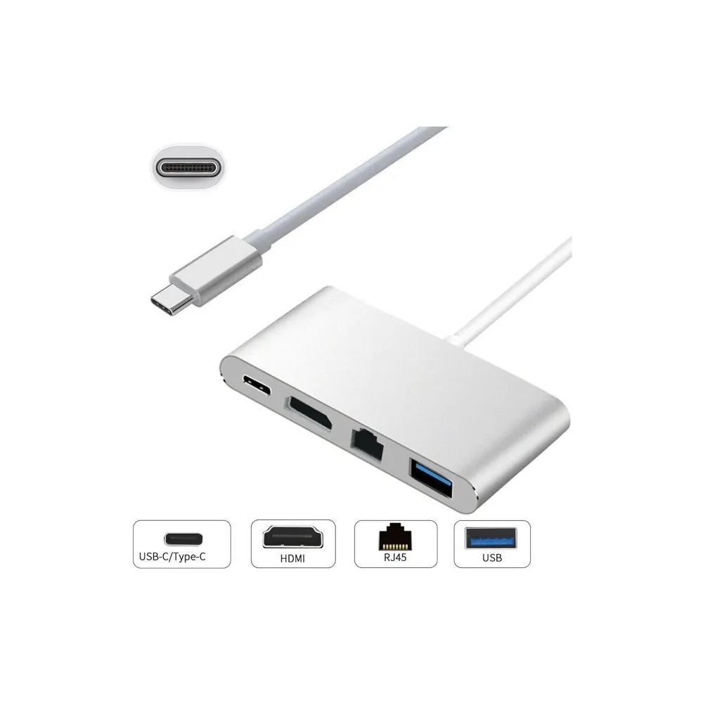 Adapter USB Tip C - HDMI + USB 3.0 + Tip C + RJ45 (F)