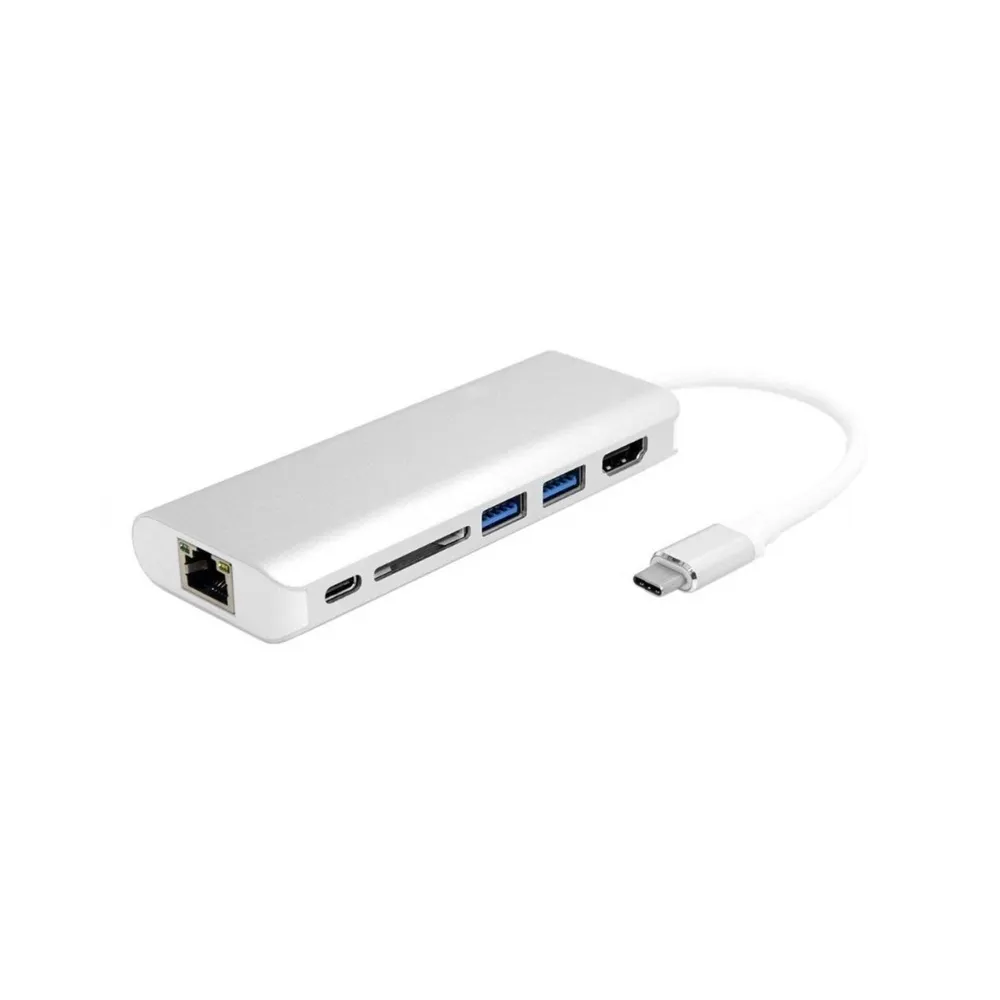Adapter-konvertor TIP C na HDMI+ 2xUSB 3.0+ SD+ TIP C+ RJ45