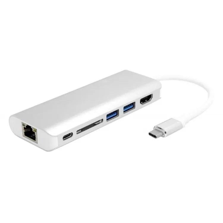 Adapter-konvertor TIP C na HDMI+ 2xUSB 3.0+ SD+ TIP C+ RJ45