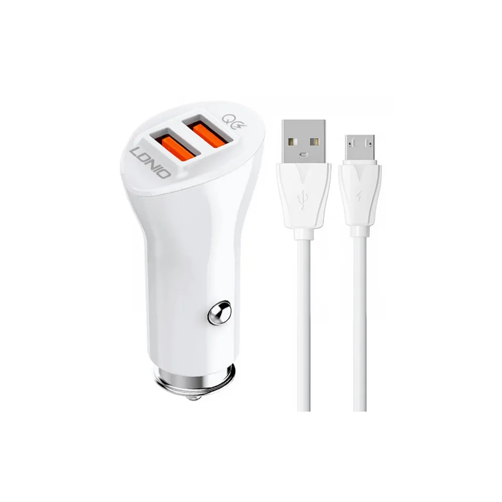 C511Q Micro Dual QC 3.0 Auto punjač beli