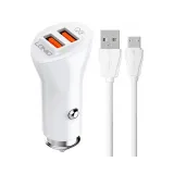 C511Q Micro Dual QC 3.0 Auto punjač beli