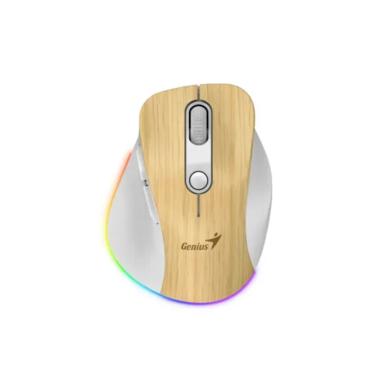 Ergo 9000S Pro Pearl White USB Bežični Pine Wood miš