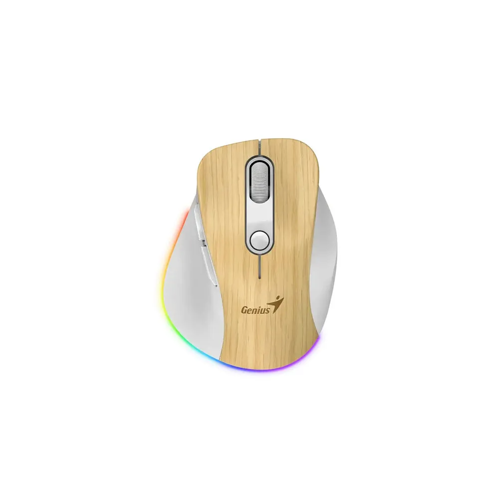 Ergo 9000S Pro Pearl White USB Bežični Pine Wood miš