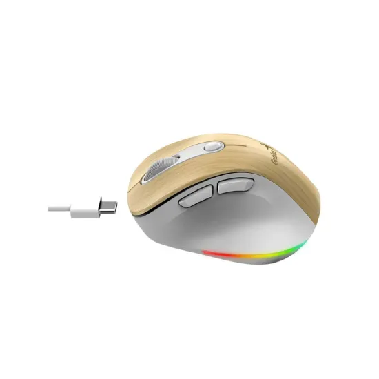 Ergo 9000S Pro Pearl White USB Bežični Pine Wood miš