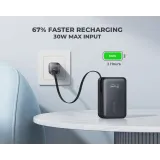 Nano 10000mAh, 45W, sa ugrađenim USB-C kablom na izvlačenje, Power Bank crni