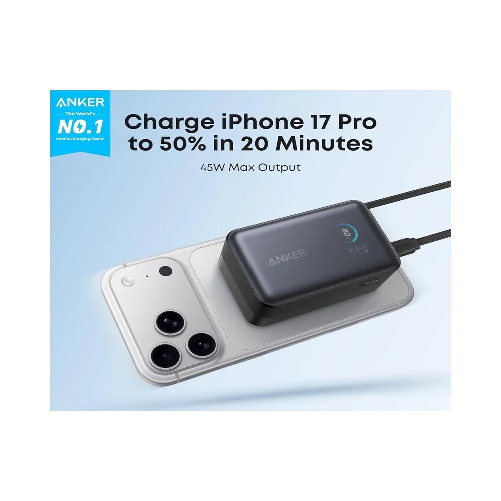Nano 10000mAh, 45W, sa ugrađenim USB-C kablom na izvlačenje, Power Bank crni