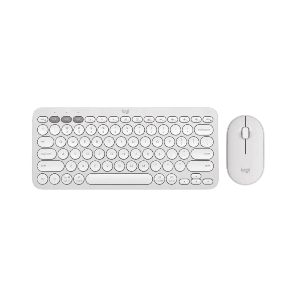 Pebble2 Wireless Combo US tastatura + miš bela
