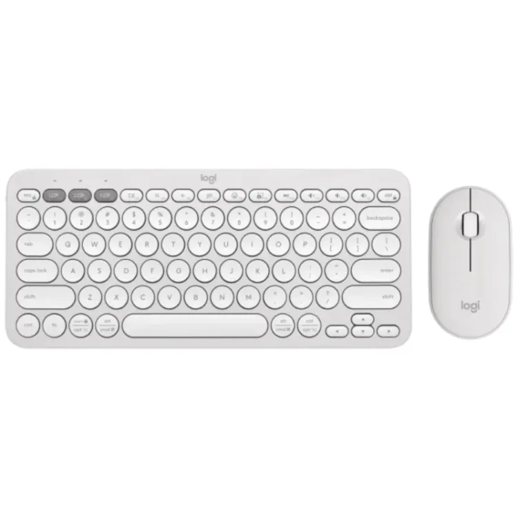 Pebble2 Wireless Combo US tastatura + miš bela