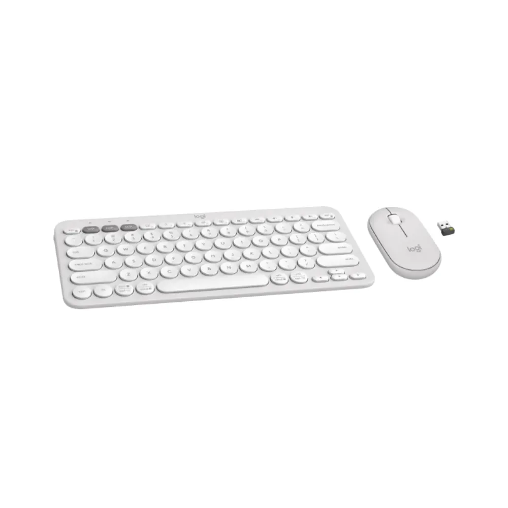 Pebble2 Wireless Combo US tastatura + miš bela