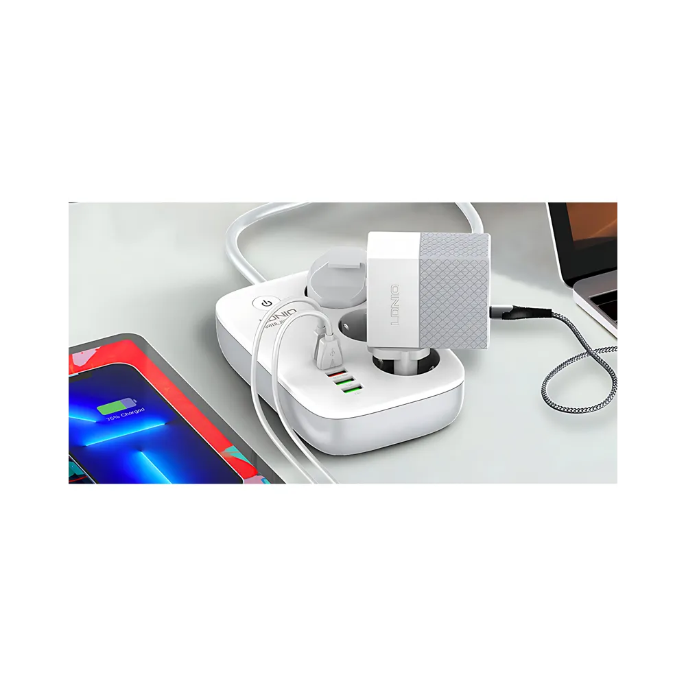 SEW3452 Kabl naponski produžni 3 x šuko + 3 x USB + 1 x Tip C 2m beli