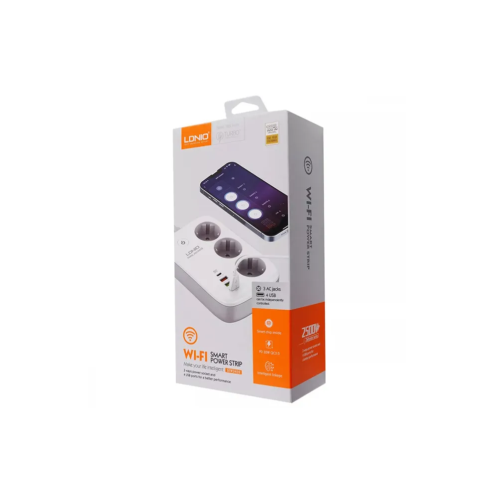 SEW3452 Kabl naponski produžni 3 x šuko + 3 x USB + 1 x Tip C 2m beli