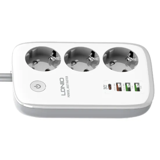 SEW3452 Kabl naponski produžni 3 x šuko + 3 x USB + 1 x Tip C 2m beli