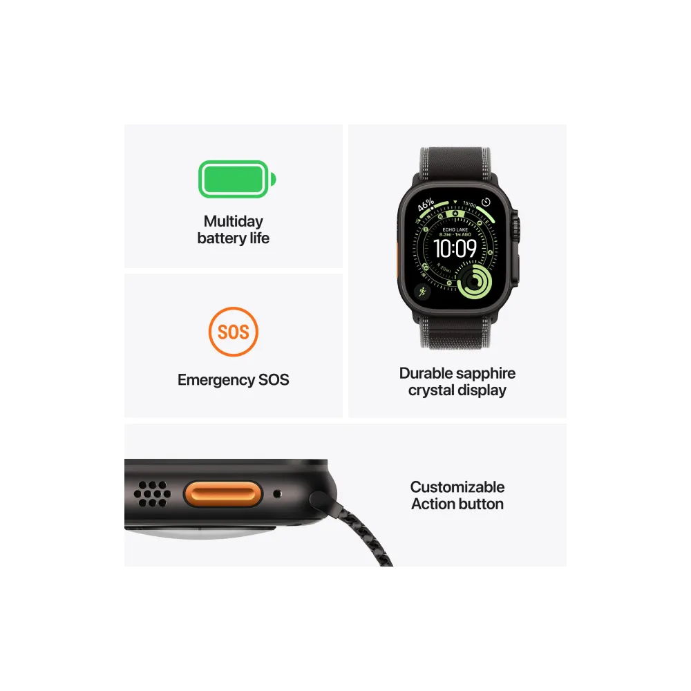 Watch Ultra 3 Cellular 49mm Black Titanium Case with Black Alpine Loop - Medium (mf0v4se/a)