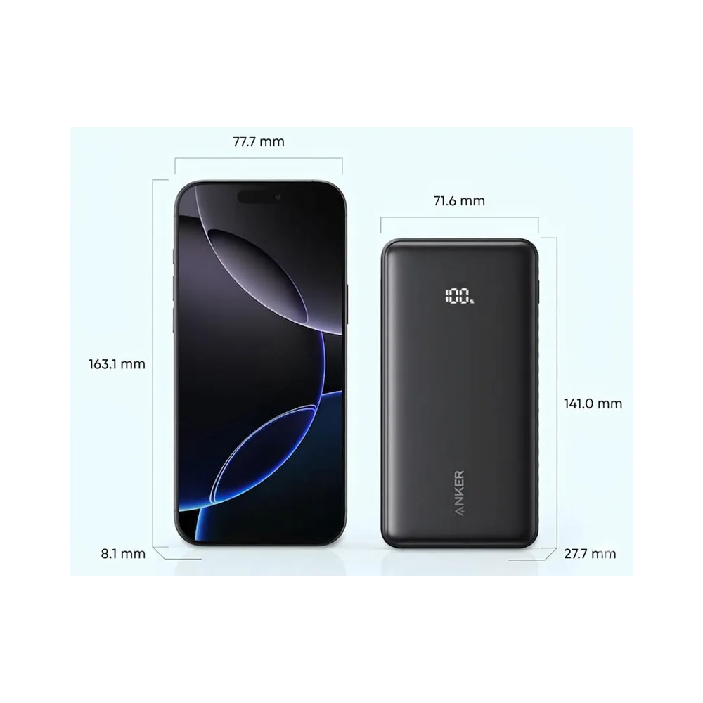 Zolo 20000mAh, 22.5W, sa ugrađenim USB-C kablom, Power Bank crni