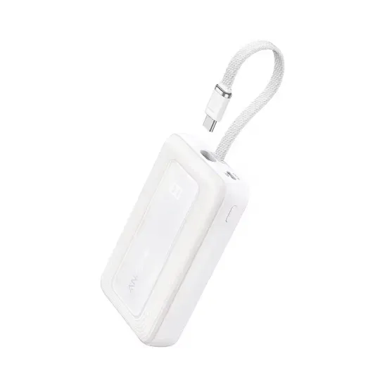 Zolo 20000mAh, 30W, sa ugrađenim USB-C kablom, Power Bank beli