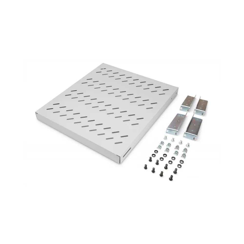 Digitus Polica fiksna 483 mm (19 ), nosivost do 50 kg, 44,5×482×500–750 mm, siva