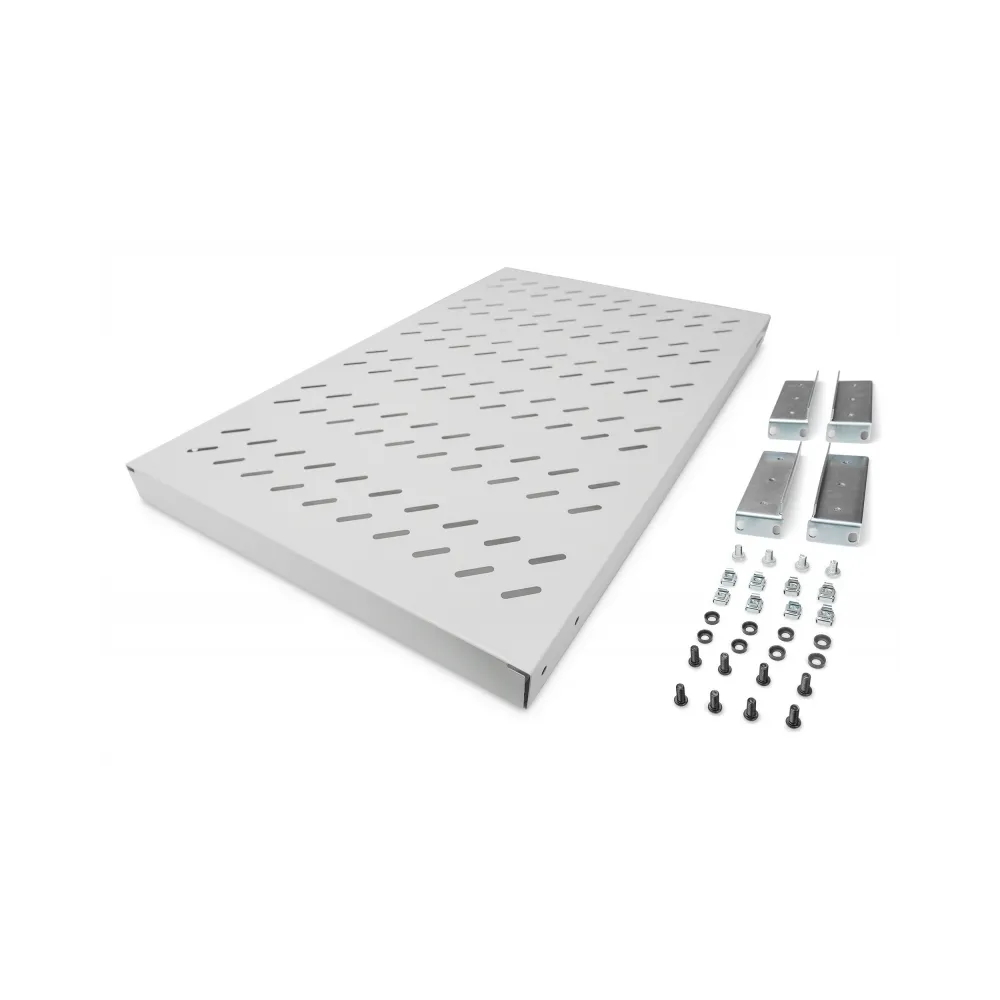 Digitus Polica fiksna 483 mm (19 ), nosivost do 50 kg, 44,5×482×700–900 mm, siva