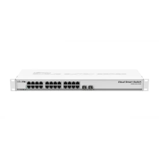 Mikrotik Switch CRS326-24S+2Q+RM, 24x 10Gbps SFP+ ports, 2x 40Gbps QSFP+ ports, CPU 650MHz (QCA9531), 128MB RAM, Layer 2/3, dual