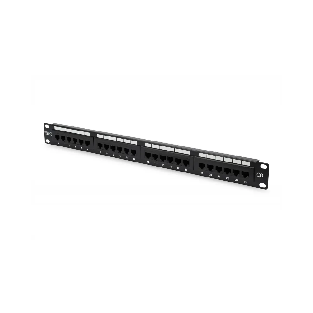 Digitus CAT 6 Patch Panel, 19 unshielded, 24-port RJ45 24-port RJ45, 8P8C, LSA, 1U, bl, 482x44x109 mm, bl