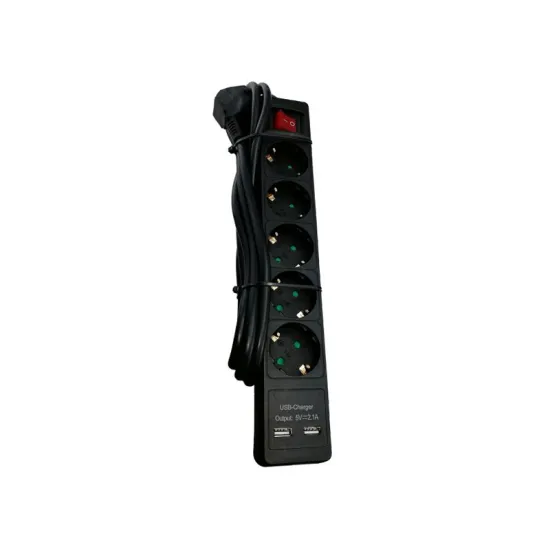 E-GREEN Produžni kabl 5u/2m sa Prekidačem + 2xUSB 2.0 (crni)