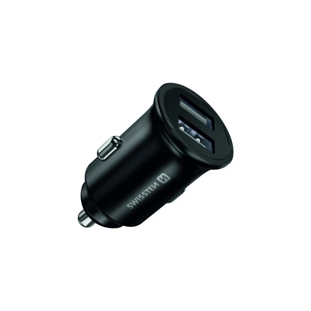 Swissten CAR CHARGER 2x USB 4,8A METAL BLACK