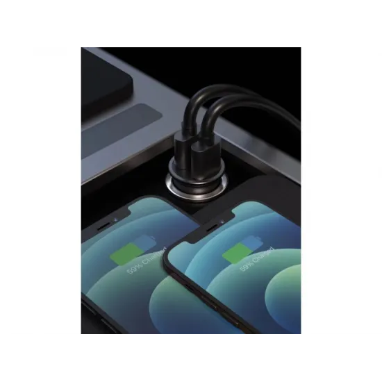 Swissten CAR CHARGER 2x USB 4,8A METAL BLACK