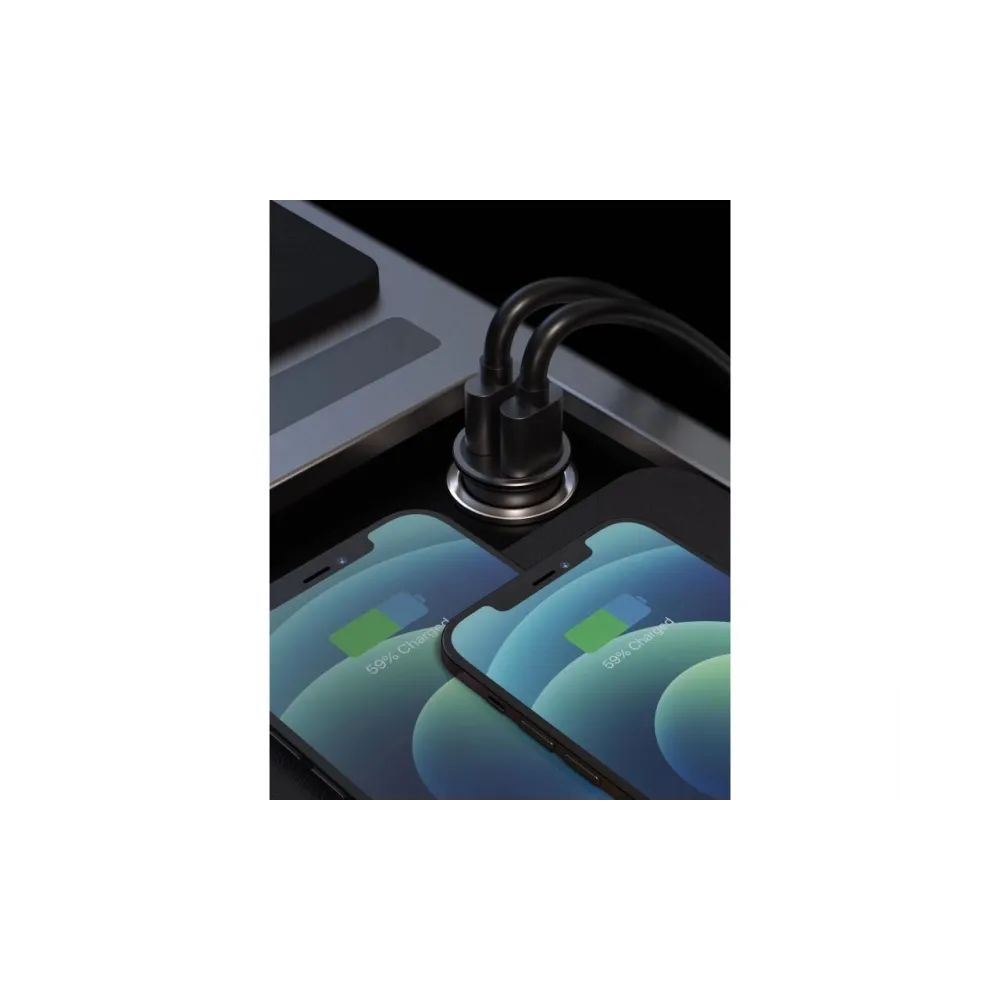 Swissten CAR CHARGER 2x USB 4,8A METAL BLACK