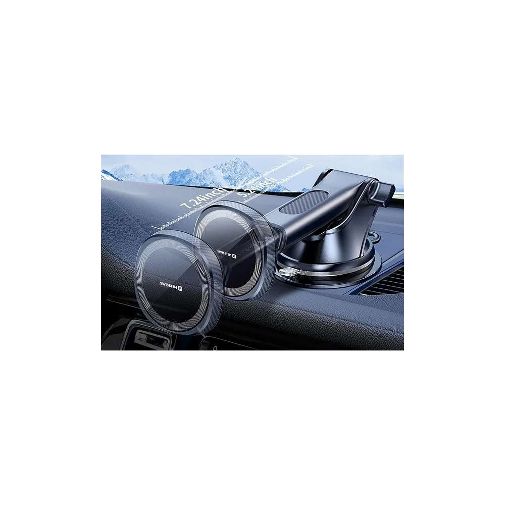 Swissten Magnetic Car Holder with Wireless Charger 15W (MagSafe compatible)