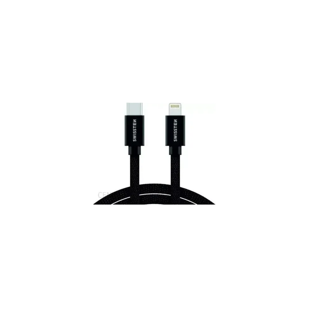 Swissten Data kabl Textile USB-C/Lightning MFi 1.2 m Black